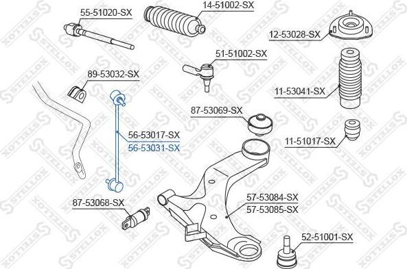 Stellox 56-53031-SX тяга / стойка, стабилизатор на KIA SPECTRA седан (LD)