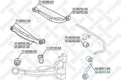 STELLOX 56-00372-SX_тяга стабилизатора заднего правая! Renault Koleos, Nissan Qashqai all 07> (5600372SX)