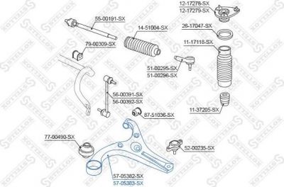 STELLOX Рычаг независимой подвески колеса, подвеска колеса (57-05383-SX)