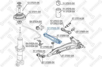 Stellox 57-37025-SX тяга / стойка, подвеска колеса на HONDA CIVIC VI Hatchback (EJ, EK)