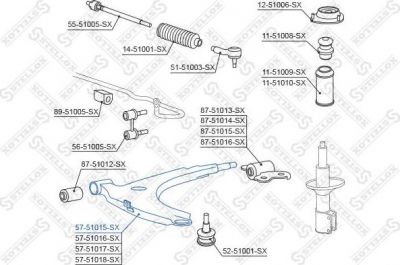 Stellox 57-51015-SX рычаг независимой подвески колеса, подвеска колеса на HYUNDAI LANTRA II Wagon (J-2)