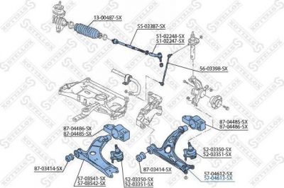 STELLOX 57-04613-SX рычаг правый! без шар.опоры Audi A3, VW Golf all 03> (5704613SX)