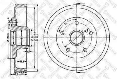 Stellox 6025-3210-SX тормозной барабан на MAZDA 626 III Hatchback (GD)