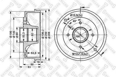 Stellox 6025-3906-SX тормозной барабан на RENAULT CLIO I (B/C57_, 5/357_)