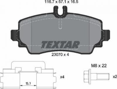 TEXTAR Колодки передние MB W168 A140/190 (2307003)