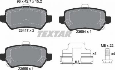 Textar 2341782 комплект тормозных колодок, дисковый тормоз на OPEL ASTRA G седан (F69_)