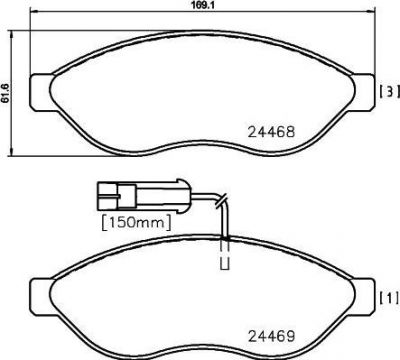 Textar 2446801 комплект тормозных колодок, дисковый тормоз на FIAT DUCATO c бортовой платформой/ходовая часть (250, 290)