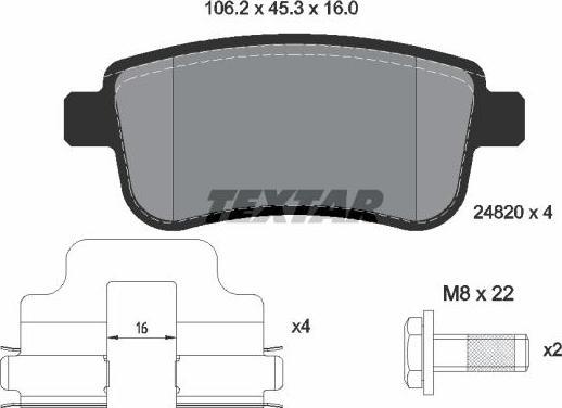 Textar 2482002 комплект тормозных колодок, дисковый тормоз на RENAULT FLUENCE (L30_)