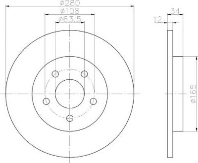 TEXTAR Диски торм.зад.FORD MONDEO 1.8-2.5L 2000=> (280x12) (PRO) (92109703)