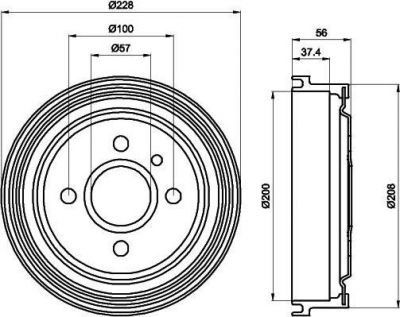 Textar 94007800 тормозной барабан на OPEL ASTRA F Наклонная задняя часть (53_, 54_, 58_, 59_)