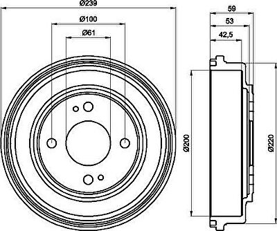 Textar 94015300 тормозной барабан на HONDA CIVIC VII седан (ES)