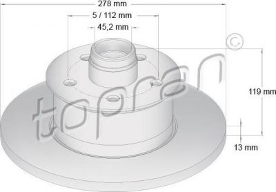 Topran 103 263 тормозной диск на VW TRANSPORTER III c бортовой платформой/ходовая часть