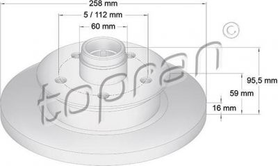 Topran 103 264 тормозной диск на VW TRANSPORTER III c бортовой платформой/ходовая часть