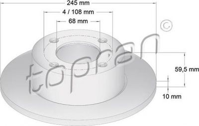 Topran 103 702 тормозной диск на AUDI 80 Avant (8C, B4)