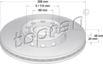 Topran 103 756 тормозной диск на AUDI A6 Avant (4B5, C5)