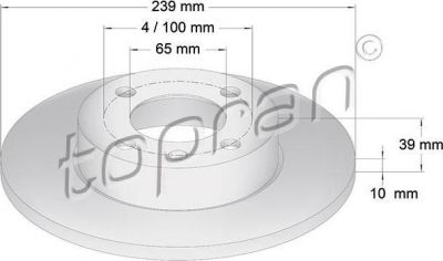 Topran 104 164 тормозной диск на VW POLO купе (86C, 80)