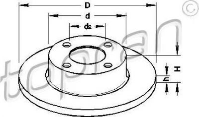 Topran 104 385 тормозной диск на AUDI 80 Avant (8C, B4)