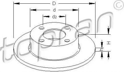 Topran 107 089 тормозной диск на AUDI 80 (81, 85, B2)