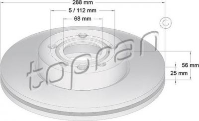 Topran 107 628 тормозной диск на OPEL VECTRA C