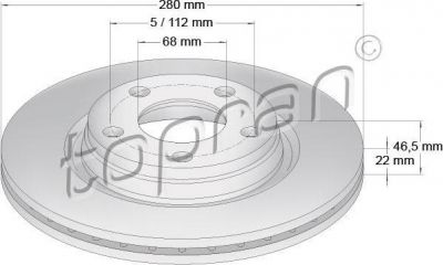 Topran 107 684 тормозной диск на AUDI A4 Avant (8D5, B5)