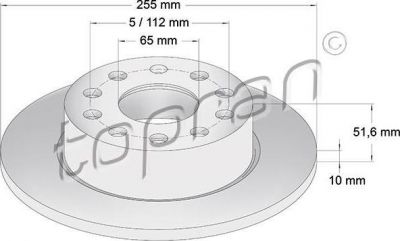 Topran 110 079 тормозной диск на SKODA YETI (5L)