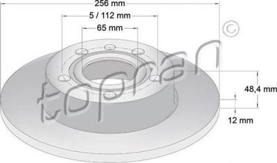 Topran 110 080 тормозной диск на SKODA OCTAVIA Combi (1Z5)