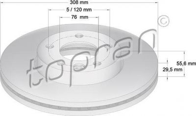 Topran 110 428 тормозной диск на VW MULTIVAN V (7HM, 7HN, 7HF, 7EF, 7EM, 7EN)