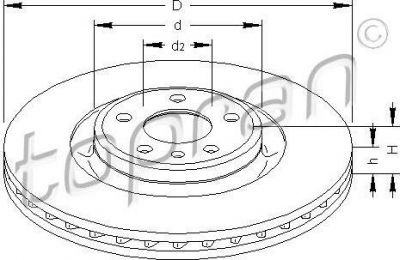 Topran 113 008 тормозной диск на AUDI A4 Avant (8K5, B8)