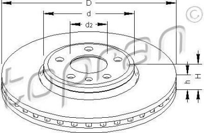 Topran 113 010 тормозной диск на AUDI A4 Avant (8K5, B8)