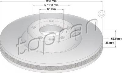 Topran 114 989 тормозной диск на VW TOUAREG (7P5)