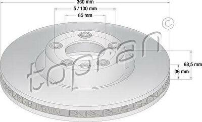 Topran 114 990 тормозной диск на VW TOUAREG (7P5)