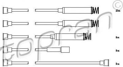 Topran 202 512 комплект проводов зажигания на OPEL OMEGA A (16_, 17_, 19_)