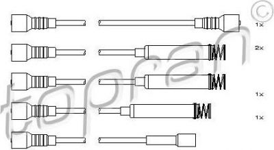 Topran 202 517 комплект проводов зажигания на OPEL OMEGA A (16_, 17_, 19_)