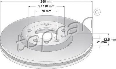 Topran 205 524 тормозной диск на OPEL ASTRA G универсал (F35_)