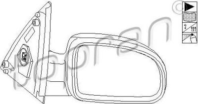 Topran 206 238 наружное зеркало на OPEL CORSA C (F08, F68)