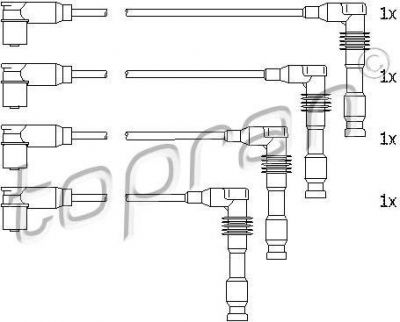 Topran 206 242 комплект проводов зажигания на OPEL CORSA B (73_, 78_, 79_)