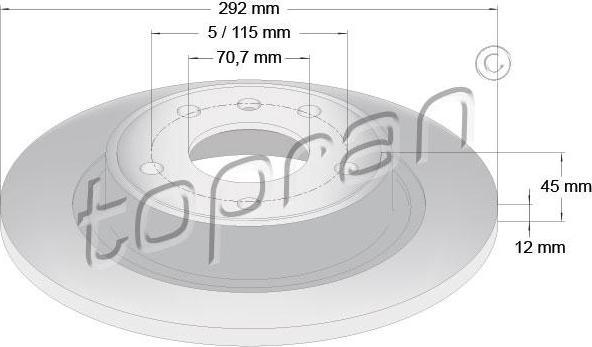 Topran 208 310 тормозной диск на OPEL ASTRA GTC J