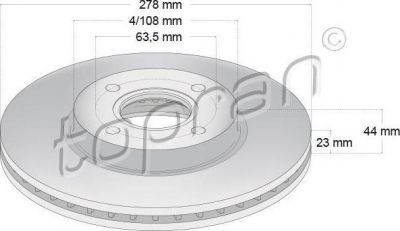 Topran 304 458 тормозной диск на FORD B-MAX (JK)