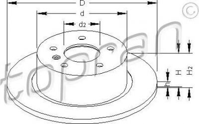 Topran 400 859 тормозной диск на MERCEDES-BENZ седан (W123)