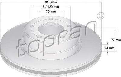 Topran 500 944 тормозной диск на 5 Touring (E61)