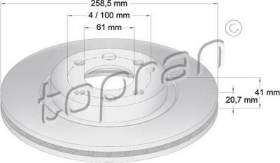 Topran 700 180 тормозной диск на NISSAN KUBISTAR (X76)