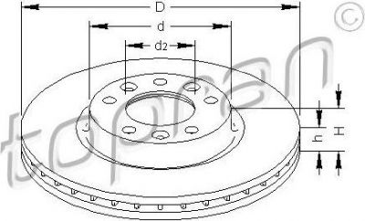 Topran 721 173 тормозной диск на PEUGEOT 407 (6D_)