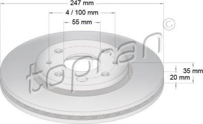 Topran 722 457 тормозной диск на TOYOTA AYGO (PAB4_, KGB4_)