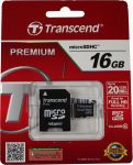 Карта памяти TRANSCEND, Secure Digital Micro 16Gb, SDHC, class 10