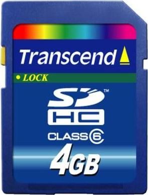 Карта памяти TRANSCEND, Secure Digital 4Gb, SDHC, class 6(4)