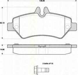 TRISCAN 8110 10558 комплект тормозных колодок, дисковый тормоз на MERCEDES-BENZ SPRINTER 5-t c бортовой платформой/ходовая часть (906)