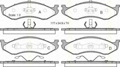 TRISCAN 8110 80525 комплект тормозных колодок, дисковый тормоз на JEEP WRANGLER II (TJ)