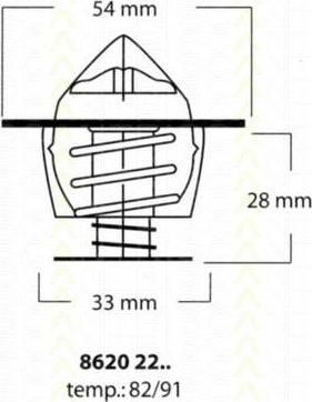 TRISCAN 8620 2291 термостат, охлаждающая жидкость на OPEL ASCONA C (81_, 86_, 87_, 88_)