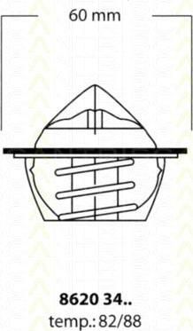 TRISCAN 8620 3482 термостат, охлаждающая жидкость на SKODA RAPID (120G, 130G, 135G)