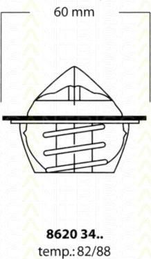 TRISCAN 8620 3488 термостат, охлаждающая жидкость на SKODA FAVORIT Forman (785)